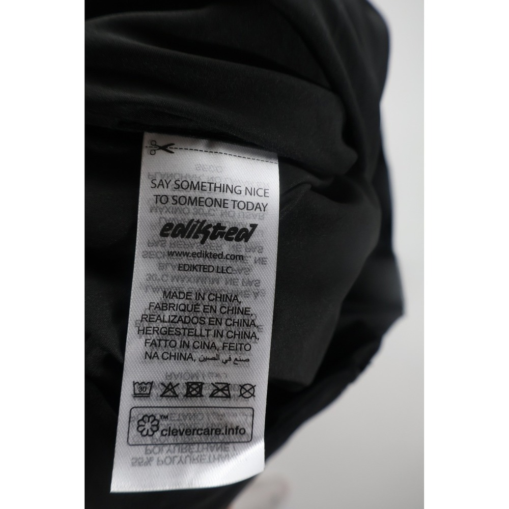 Edikted Moto Jacket Lace Up Cropped M Black Faux Leather Retail $198 - Picture 4 of 7